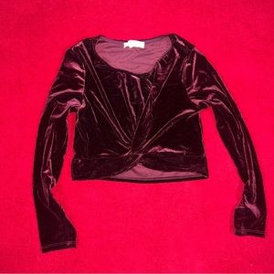 Girls Knit Works Size 10 Maroon Red Long Sleeve Velvet Christmas Holiday Shirt